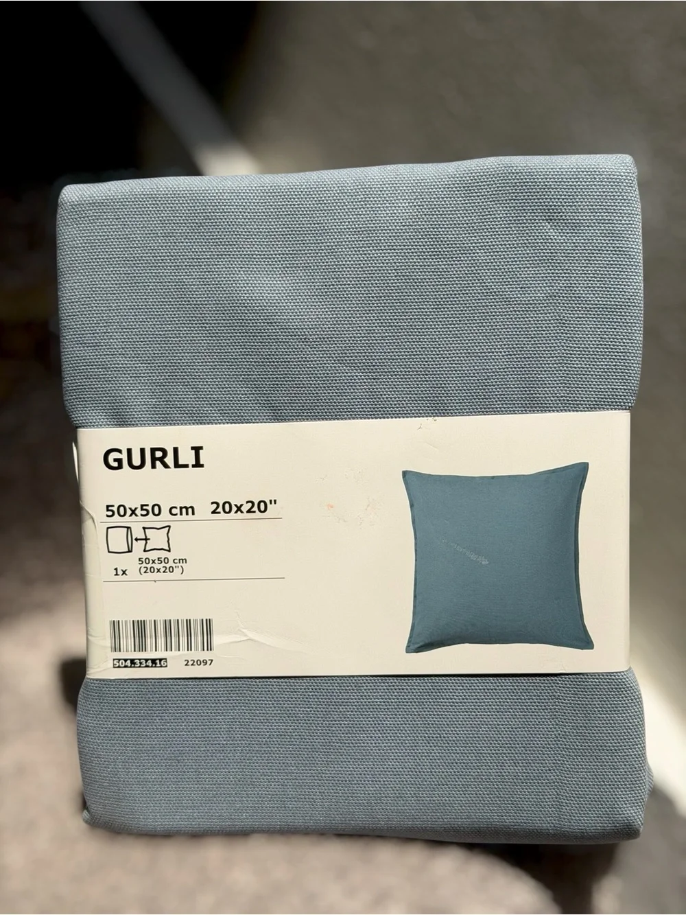 IKEA GURLI Set of 2 Throw Pillow Covers 20x20 Blue Gray Cotton Cushion Covers